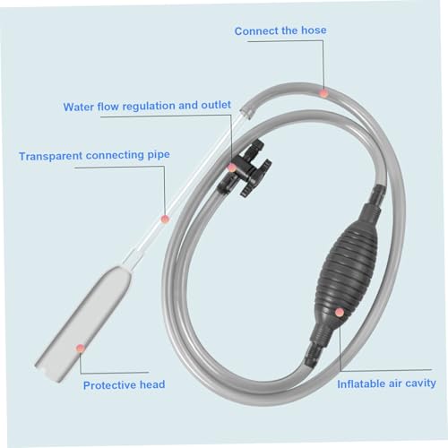 Fish Tank Vacuum Gravel Cleaner Flows Adjustable Fish Tank Siphon with Manual Pump & 3 Different Nozzles Quick & Conveneint Aquarium Water Changer for Home