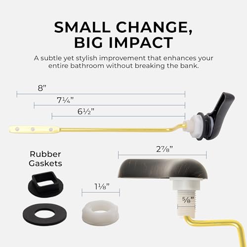 Qualihome Matte Black Finish Side Mount Toilet Handle Replacement Kit, Universal Toilet Tank Flush Lever Fits Most Standard Side-Mount Toilet Tanks - color: Black