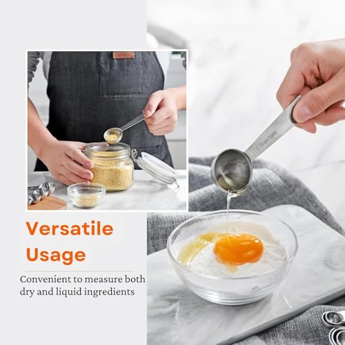 11PCS Measuring Spoons Set Stainless 1 tbsp, 1/2 tbsp, and 1-1/16tsp Steel Measuring Spoons for Cooking Baking Spice Jars and Liquid Ingredients - size: 11 Pcs