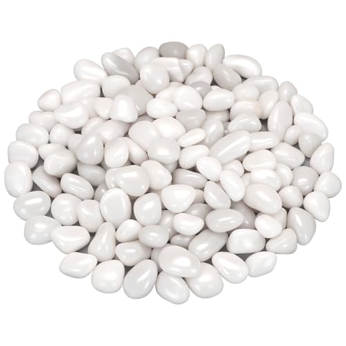 Succulent Rocks,Virekm River Rocks,Decorative Ornamental Pebbles,Garden Landscaping Stones,Gravel Filler for Home Decoration Flower Bed Fish Tank Plants Vases Succulents (1, White, 2 Pounds) - color: White, size: 2 Pounds