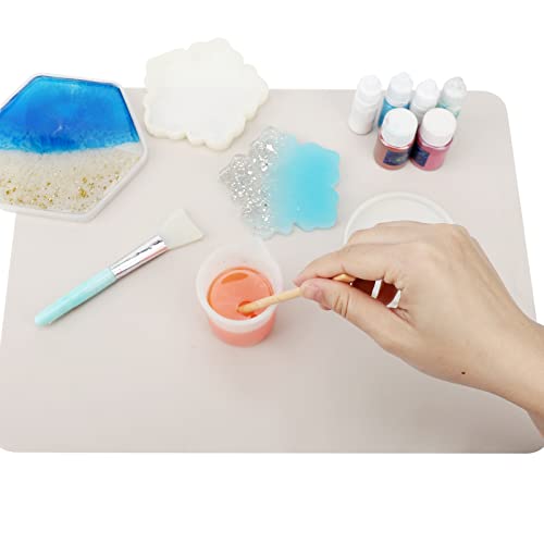 Gartful 2 Pack Silicone Crafting Mats, 15.7" x 11.8" Silicone Mat for Crafts, Large Heat Resistant Sheet for Jewelry Casting, Epoxy Resin, Painting, Counter Table Protector, Placemat, Nonslip, Beige - color: Beige, size: 2pcs - 15.7 x 11.8 inches