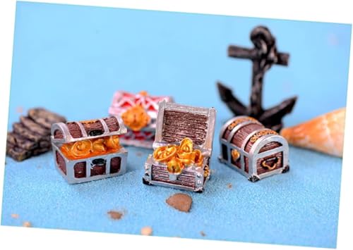Pirate-Themed Mini Treasure Chest Aquarium Decor - Pearlescent Fish Tank Accessories for Small Aquariums, Goldfish Tank Decorations, Pool Tank Makeup, Fun Air Decor, 3Pcs Random Creative Aquascaping