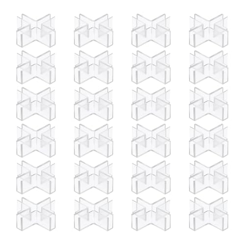 uxcell 24Pcs Plastic Glass Connector, Suitable for 5mm Thick Cross Shaped Glass to Glass Clamp, Fixing Bracket Rimless Clip Holder for Aquarium Fish Tank Display Shelves, Transparent - color: Transparent, size: 5mm