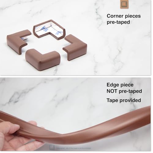 Roving Cove Slimfit Corner Edge Protector for Baby Proofing (Small 15ft Edge 4 Corners), Furniture Safety Bumper Guard, Soft NBR Rubber Foam, 3M Adhesive, Coffee Brown - color: Coffee Brown, size: Small 15 feet