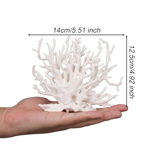 Tinoaly Fish Tank Decorations, White Resin Coral Reef Decor Creative Realistic Aquarium Coral Ornaments for Fish Tank Aquarium Landscape Decor Ornament Accessories - color: White