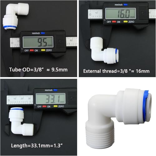 3/8"M Elbow to 3/8" Push-Fit for RO Water Filter, 5 Pcs | Male elbow push-fit for RO filters, beverage dispensers & water systems. Connects 3/8" male thread to 3/8" hose. Plastic. - style: 3/8" Male Thread to 3/8" Quick-Connect Elbow