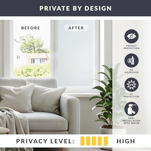 White Frost Light Effects Window Privacy Film by Artscape - Decorative Frosted Glass Design, Static Cling, Indoor and Outdoor Privacy, Light Control, Leaves No Residue - 17.72 x 72 Inch - color: White Frost, size: 17.72" x 72"