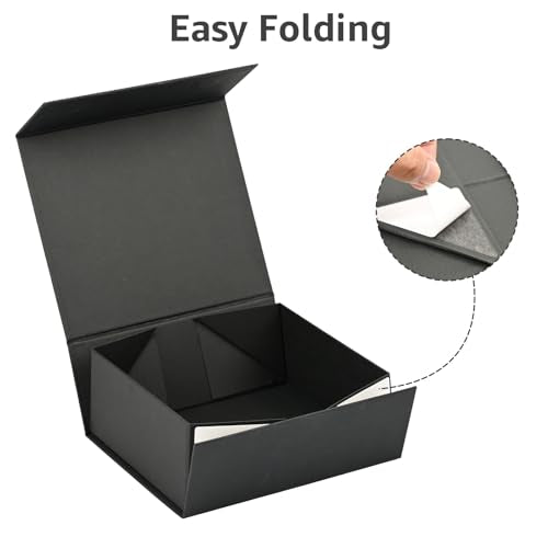 LIFELUM Large Gift Box, 8 X 7 X 3 inch Black Gift Box Set of 5 with Magnetic Lid for Presents with Ribbon,Card,Shredded Paper Filler Gift for Mom, Birthdays, Christmas Presents - color: Black 8x7x3 Inch, size: 1 count (Pack of 5)