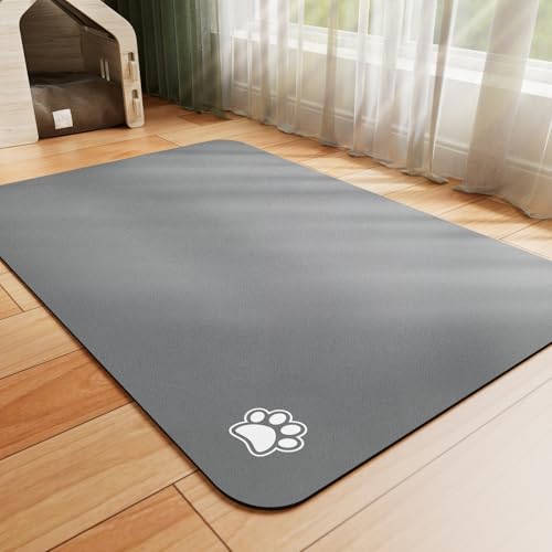 HotLive Dog Food Mat - Absorbent Cat Mat for Food and Water, No Stains Pet Feeding Bowl Mat, Easy to Clean Pet Placemats, Quick Dry Dog Water Dispenser Mat for Messy Drinkers | Paw Dark Grey 16"x 24" - color: Paw Dark Grey, size: 16"x24"