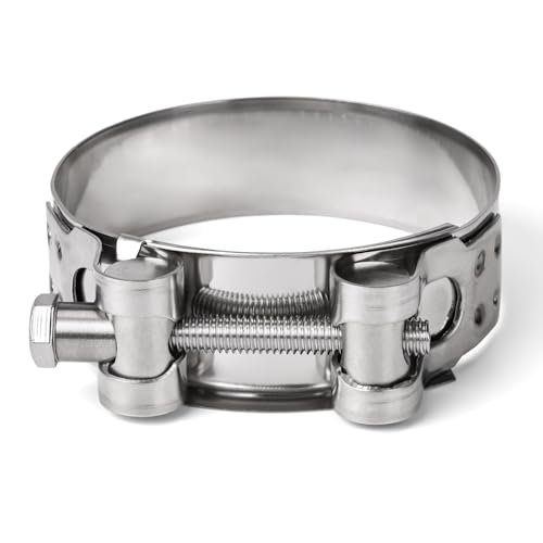 T-Bolt Hose Clamps 304 Stainless Steel (44-47mm 2-Pack) - Heavy Duty Adjustable Clamp for Automotive, Plumbing & Industrial Pipes - Corrosion Resistant, Secure Seal - size: 44-47mm 2 Pack