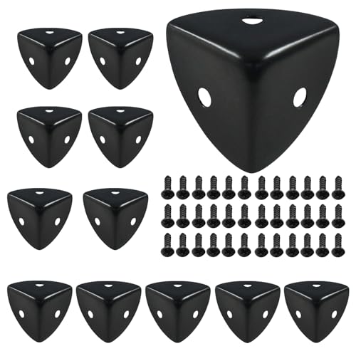 12 Pcs Metal Corner Protectors Black Edge Guard Furniture Edge Corner Cover Angle Corner Brackets with Mounting Screws for Box Table Cabinet(1"x1"x1") - size: Black,1 inch,12pcs