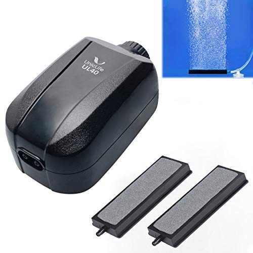 Uniclife Aquarium Air Pump, Adjustable Quiet Oxygen Pump for Fish Tanks, Airline Tubing & Accessories