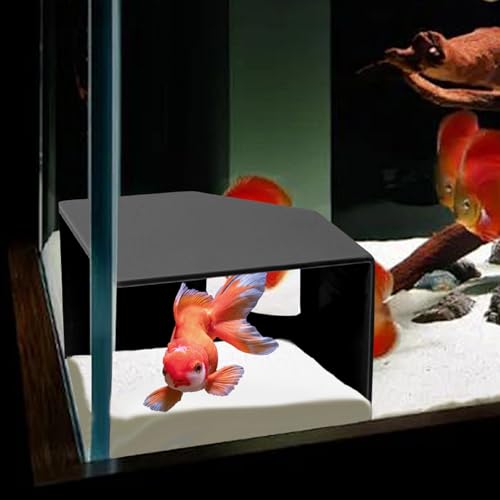 Aquarium Corner Cave Hide – Fish & Shrimp Tank Accessories, Axolotl Hiding Spot, Fish Hiding Cave, Natural Terrarium Decoration for Reptiles & Aquatic Pets - color: Corner Cave Black Medium