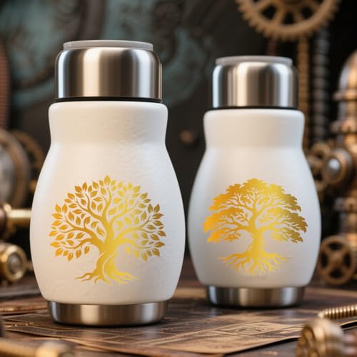 Peacoblue 18 Sheets Rub on Transfers for Crafts, Golden Tree of Life 3.6"x3.9" UV DTF Cup Wraps Waterproof Cold Transfers Stickers for Wood Glass Metal Cup Tumblers Mirrors Mugs Home Decor - style: Golden Tree of Life