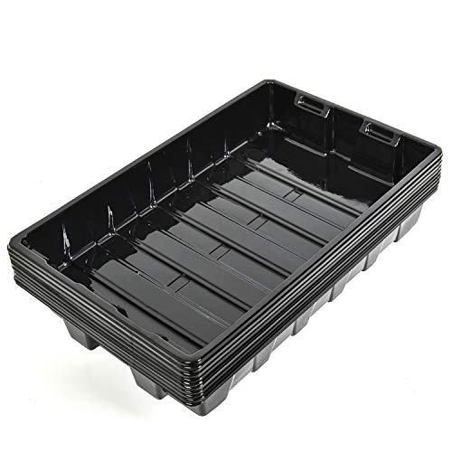 YoleShy 10 Pack Seed Starter Tray Reusable Plastic Plant Seedling Starter Trays Thickened Sturdy Durable for Germination Growing Microgreens Planting Propagation, Without Drain Holes, 14.5"x9" - size: 10 Pack - Black