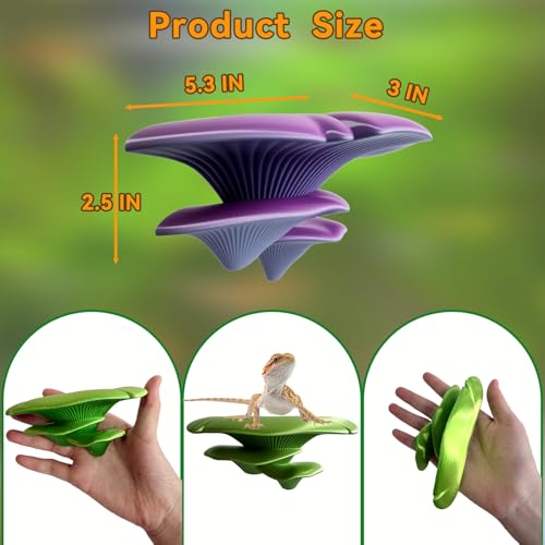 Mushroom Decor for Reptile Tank, Fish Tank, Pet-Safe Bearded Dragon Tank Accessories, Realistic Terrarium Plants for Crested Geckos, Frogs,Realistic Habitat Ornament (Desert Beige) - color: Desert Beige