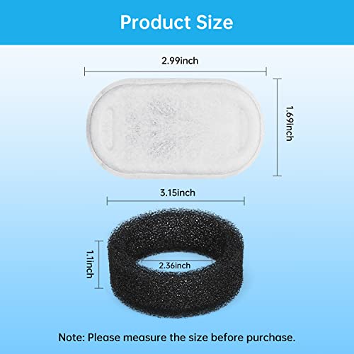 Cat Water Fountain Filters, 8 Pack Replacement Filters & Pre-Filter Sponges for 3.2L/108Oz & 2L/67oz Stainless Steel Pet Fountain, Carbon Filters for Automatic Cat Water Dispenser Water