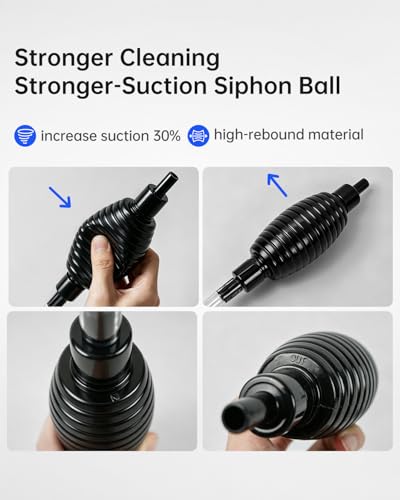 6ft Siphon Hose Fish Tank Cleaner, Aquarium Water Changer，Gravel Vacuum for Aquarium Sand & Gravel – Premium Designed for Superior Cleaning Performance, Safer Material, Battery-Free Design | Superior Cleaning Power;Safer Design – No Electricity, No Chemic