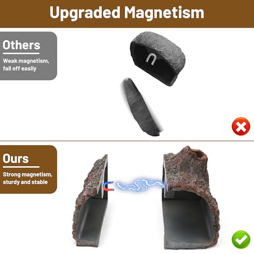 Upgraded Magnetic Detachable Aquarium Hideaway Hollow Tree Cave to Check Your Aquatic Pets to Breed, Play and Rest Safe and Non-Toxic Resin Fish Tank Viewing Hideout Ornaments