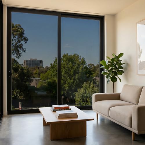 One Way Privacy Window Film, Black-Silver Static Cling, 29.5" x 78.7" - color: Black Silver, size: 29.5" x 78.7"