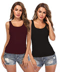 Camisoles for Women with Built in Bra,Basic Yoga Top Layering Tank Top Padded Bra Undershirt(S-3XL) - color: Black&red Wine, size: 3X-Large