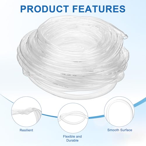 M METERXITY Vinyl Tubing 16mm ID x 19mm OD 100ft Flexible Plastic Tube with 2 Hose Ties, Lightweight Hybrid PVC Hose for Water Gardening/Airline/Aquarium Tubing [Clear] - size: 16mm ID x 100ft
