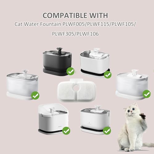 12 Pack Cat Water Fountain Replacement Filter for Petlibro Dockstream Cat Water Fountain PLWF005/PLWF115/PLWF105, Pet Water Fountain Filter with 12 Replacement Pre-Filter Pump Sponges and 1 Hard Brush