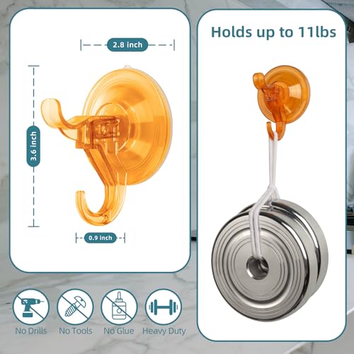 Antimbee 3 Pack Suction Cup Hooks, Wreath Hangers, Removable Small Suction Cups for Shower, Bathroom, Glass, Door, Windows, Kitchen-Up to 11 lbs on Smooth Surface (Transparent Orange) - color: Transparent Orange