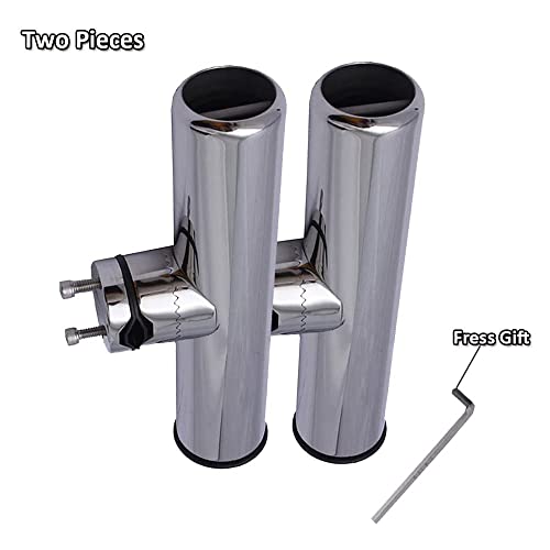 AMYSPORTS Rail Mount Rod Clamp Holders Boat Clamp Holders Rod Stainless Steel Fishing Rods Holder Adjustable Marine Side Mounted Support for Kayak Boats Fishing