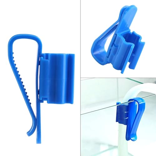 6 PCS Adjustable Aquarium Hose Holder Clips - Fish Tank Water Pipe Clamps for 8mm to 16mm Hoses, Secure Mounting Clip for Air Pump Tubing & Filter Pipes (Black & Blue)
