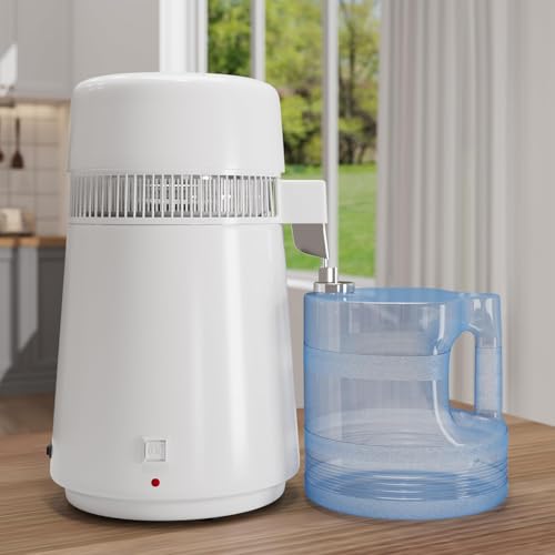 4L Countertop Water Distiller, 110V 750W Distilled Water Maker Machine, Stainless Steel Housing, Plastic Container, for Home Office Lab Aquarium, White - color: White, size: 4l Plastic Pitcher