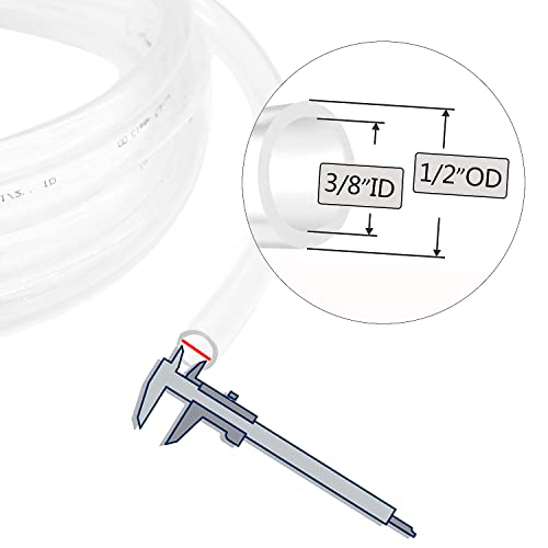 3/8’’ ID × 1/2’’ OD - 100 ft Clear Plastic Vinyl Tubing, Flexible PVC Hose Lightweight BPA Free and Non-Toxic vinyl Tube for Transfer Water Air Oil - size: 3/8’‘, style: 100 feet