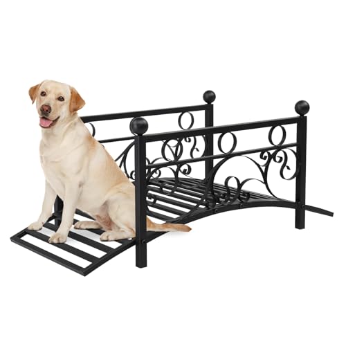 VINGLI 3.4ft Metal Garden Bridge, 330lbs Capacity Garden Bridges for Outdoors with Anti-Rust Coated Finish, Easy Assembly, Outdoor Decor Bridge for Garden Landscape, Backyard, Stream, Pond