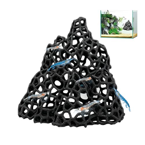 Cave with Suction Cup, Aquarium Betta Fish Hideout Habitat Decor, Stable Resting Hiding Place for Cherry Shrimp, Dwarf Shrimp, Guppy and Small Fish (Black) - color: Black