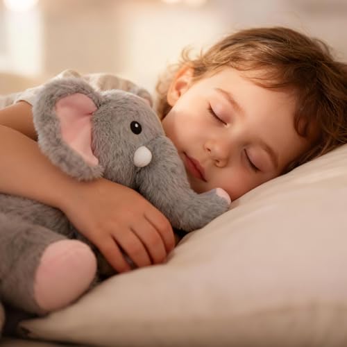 Weighted Elephant Stuffed Animal, Gray Soft Stuffed Elephant Plush Toy, Small Weighted Plush Comfort Birthday Gifts for Kids, 10 Inch, 0.8 Lbs - color: Gray, size: ['10 inches (25 cm)']