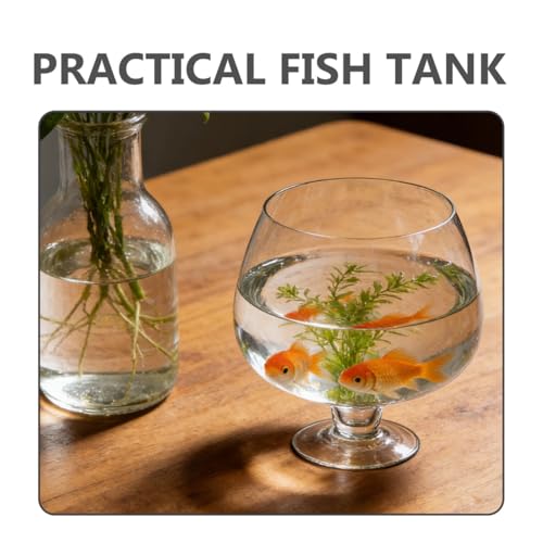 UKCOCO Elegant Glass Fish Bowl: Multi-Functional Betta Fish Tank, Desktop Goldfish Aquarium - Clear Glass Vase for Home Office Decor, 7.47 Inch