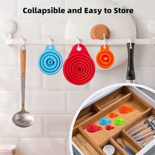 Silicone Collapsible Funnel for Kitchen Use, Food Grade Small Blendable Funnel for Drink, Liquid Transfer, Oil Change, Cooking, Water, Powder, Juice & Filling Bottles, Gray - color: Gray