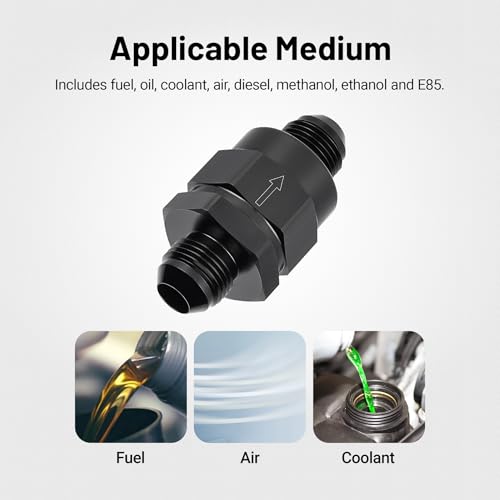 EVIL ENERGY 8AN Male Non Return One Way Inline Check Valve Fitting Aluminum Black - size: 8AN(3/4-16 UNF)