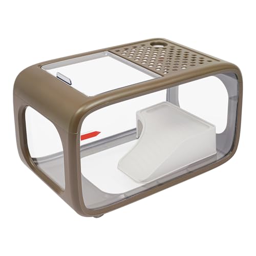 Turtle Tank with Basking Platform/Hideout, 3 Gal Escape-Proof Turtle Aquarium, Multi-Zone Aquatic Tortoise Enclosure for Baby Tortoise,Fishes and Amphibians (Brown) - color: Brown