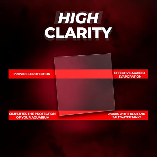 Aquatop Glass Lid with Clips for HCC-8 Tank – 3mm Thick, 7.17 in x 7.09 in – Durable Aquarium Cover – High Clarity Low Iron Glass – HCC-LID8