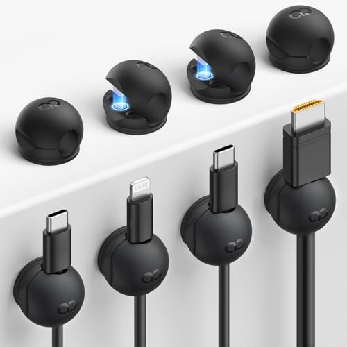 Lamicall 8Pack Magnetic Cord Organizer Clips - [Mini-Soft Silicone] Cable Management for Phone Charger Cord, Durable Adhesive Cable Holder for Desk Nightstand, Home Office Organizer Gadget Accessories - size: 8Pack - Silicone Magnetic