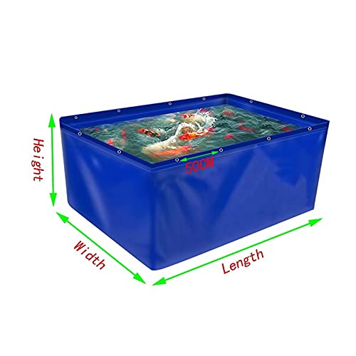 Versatile Aquarium Pool Outdoor Use Durable FoldableTemporary Fish Pond,Portable Foldable Fish Pond Liner 0.45mm PVC Canvas Tank with Grommets for Saltwater Fish Koi and Turtles 400gsm Pool - size: 1x1x1M