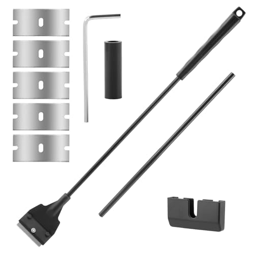 Fish Tank Scraper Cleaner, 21" Handheld Aquarium Cleaning Tool Length Adjustable Scraper Brushes Set for Fish Ree-f Plant Glass Tank (Color:Black)