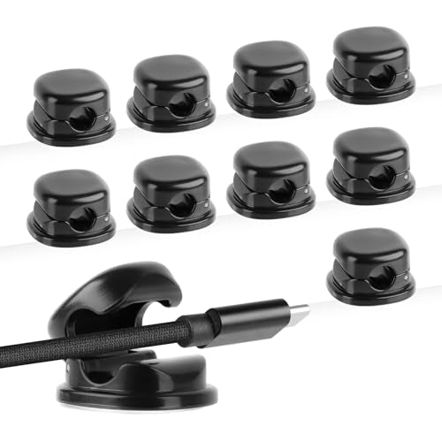Desk Cord Holder, 9PACK Cord Organizer Clips, Spring-Loaded Cable Management for Nightstand, Car & Office – Premium Adhesive, Easy Access, No Damage, Phone Charger Wire & More, Black - color: Black