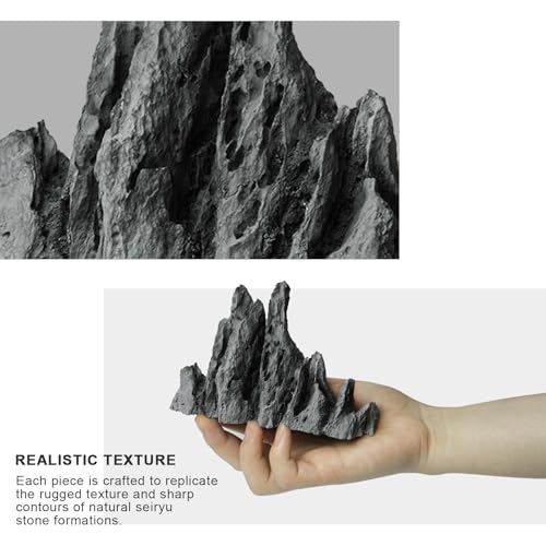 FZONE Aquarium Rocks Aquascaping, Micro Resin Seiryu Rock for Aquascaping - size: 05 Seiryu Stone: 5.11" × 2.75" × 3.54"
