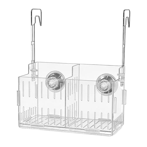 Aquarium Plant Holder - Transparent Double Hook Hydroponic Planter | Adjustable Acrylic Pots in Single Double Three Grid Sizes, for Underwater Vine Moss Decoration Corner Shelf Aquarium Setup