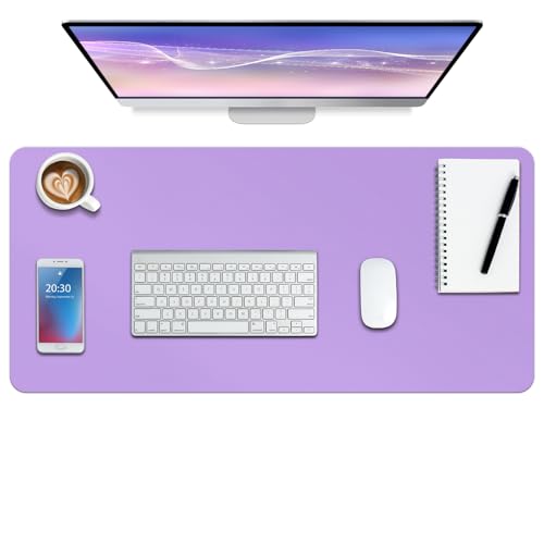 Boutilon Leather Desk Pad Protector,Non-Slip Mouse Pad,Laptop Desk Pad,Office Mouse Mat,Waterproof Leather Desk Blotter,Desk Writing Pad for Office and Home (S-Purple,24"x 14") - color: Purple, size: S 24" x 14"