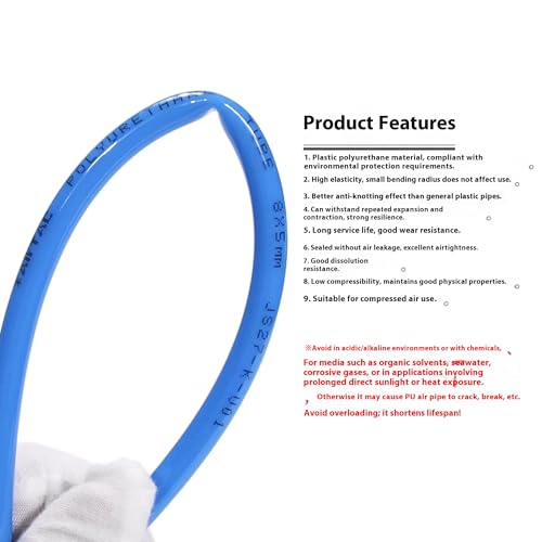 Pneumatic Tubing Air Line Pu Hose 8mm OD 5mm ID 100 Meters（328.08ft）Black AirTac US98A080050100MBK - color: Black, size: 8mm OD 5mm ID 328Ft/100Meters