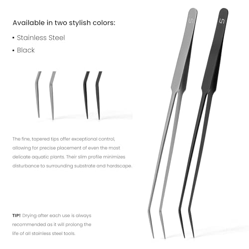 Ultum Nature Systems UNS Aquascaping Tools - Stainless Steel, Rust Resistant, Freshwater Planted Tank, Saltwater Reef Aquarium Maintenance Accessory - Planting, Coral Setting - Curved Pinsettes, Grey - color: Grey