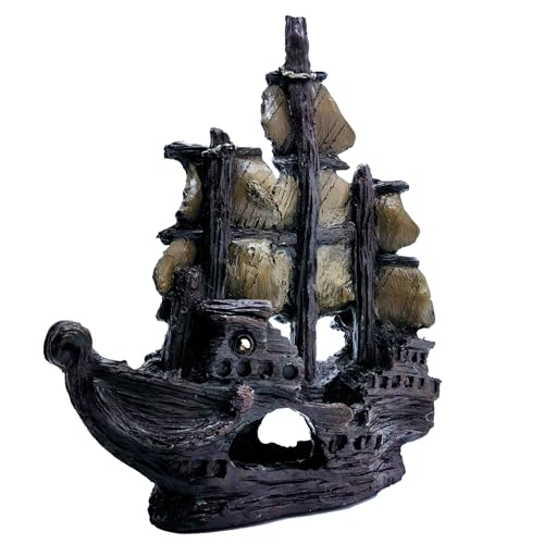 M2cbridge Aquarium Decor Castle Shipwreck Ornament Underwater Landscape(Galleon) - color: Galleon